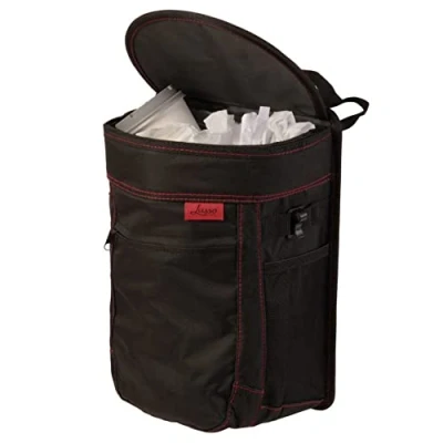 Image of Lusso Gear Spill Proof Car Bin, Trash Can for Rubbish Removable Liner &amp; Storage Pockets Keep Car, Auto, Motor Tidy, Organised Odor Free Large 9L Capacity Garbage Bin (Red)