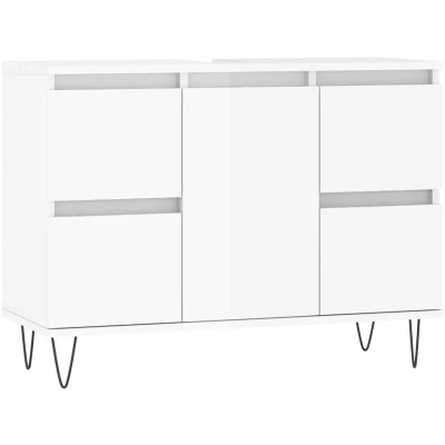 Image of vidaXL Bathroom Cabinet High Gloss White 80x33x60 cm Engineered Wood