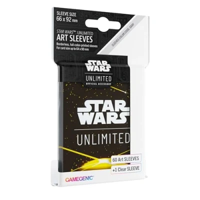 Image of Star Wars Unlimited Yellow Art Sleeves Officially Licensed Pack of 60 and 1 Clear Sleeve, Optimised Size for Other TCG LCG Games, Made by Gamegenic