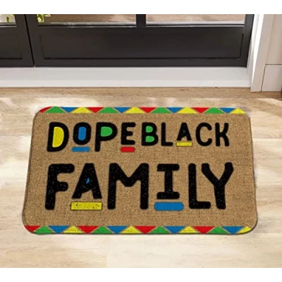 Image of Dope Black Family Doormat,Dope Outdoor Door Mat,Personalized Doormat,Welcome Doormat,Housewarming Decor Gift 24x16 Inch