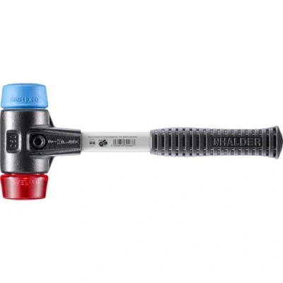 Image of Halder 3716050 &quot;Simplex&quot; TPE Soft/Plastic Soft Face Mallet with Reinforced Cast Steel Housing, Multi Colour, 50 mm