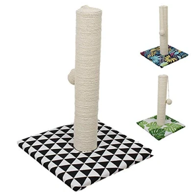 Image of Croci Optical Basic Scratching Post for Adult, Large and Small Cats, Mat with Tree Rope Cat Calming Toy Ball, Cardboard Scratcher,Accessories Games at Home,Black/White,42cm con palla