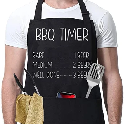 Image of Novelty Funny Apron Men Women Chef Cooking Kitchen Bib BBQ Gifts Baking For Him Sexy Prank Xmas Husband Friends Birthday 40TH 50TH 60th DadRude Boyfrined Christmas (BBQ Timer)