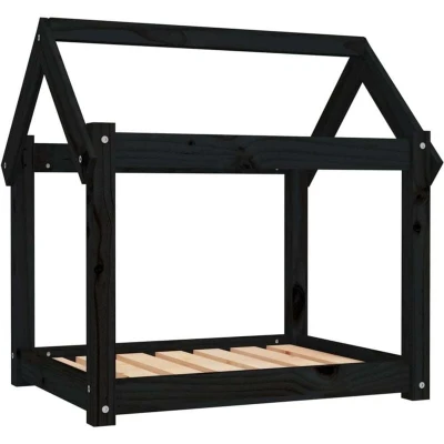 Image of vidaXL Dog Bed Black 71x55x70 cm Solid Wood Pine
