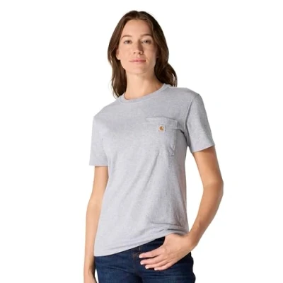 Image of Carhartt Women&#039;s Loose Fit Heavyweight Short Sleeve K87 Pocket T Shirt, Heather Grey, S