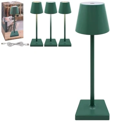 Image of L &amp; P Home Gifts Lesser Pavey Green Rechargeable Touch Lamp Gift for Women Men Bedside Nightstand Table Battery Powered Control Night Lights