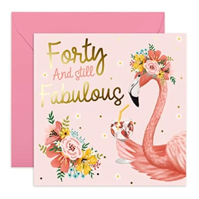 Image of Central 23 Cute 40th Birthday Card for Her &#039;Forty And Still Fabulous&#039; Funny Cards Women Cheeky Men Pretty Design Comes with Fun Stickers