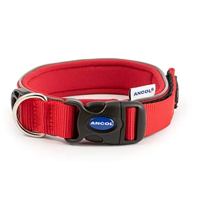 Image of Ancol Extreme Ultra Padded Weatherproof Collar.Red. Collar Size 3 30 34cm