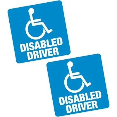 Image of 2 x Disabled Driver Blue Badge 6&quot; 150mm Sq Vinyl Sticker Car Van Home Motability