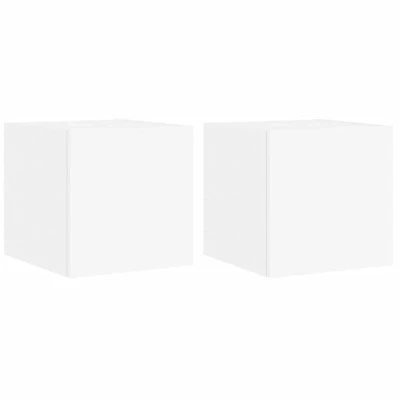 Image of vidaXL TV Wall Cabinets with LED Lights 2 pcs White 30.5x35x30 cm