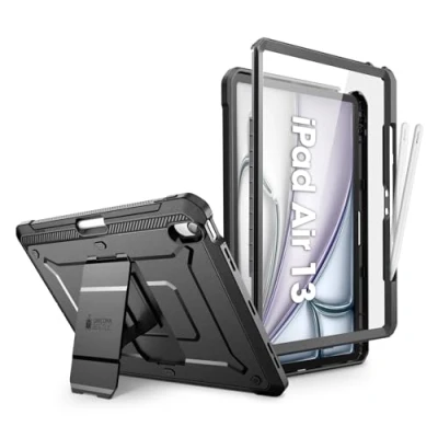 Image of SUPCASE for iPad Air 13 Inch Case M2 2024 with Pencil Holder (Unicorn Beetle Pro), [Built in Screen Protector &amp; Stand] [Military Grade Protection] Full Body Rugged Cover M2, Black