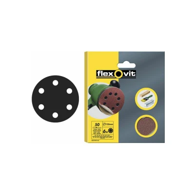Image of Flexovit FLV26396 Velcro Backed Sanding Discs 150mm 8 Hole Med (6pk)