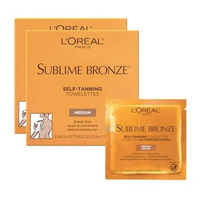 Image of L&#039;Oréal Paris Skincare Sublime Bronze Sunless Tanning Towelettes, Fast Drying, Streak Free Self Tanner, 6 ct.