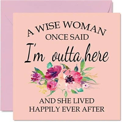 Image of Retirement Card for Women Her A Wise Woman Once Said I&#039;m Outta Here Humorous Funny Leaving Cards Work Colleagues, 145mm x Birthday Greeting Cards, Happy