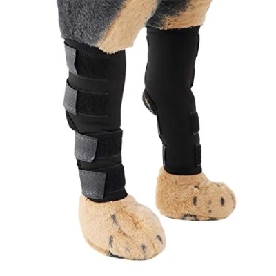 Image of TINAYAUE Comfortable Neoprene Dog Legs Brace Canine Front Hind Support Compression Wraps Hock Joint with Straps for Protecting Wounds Injuries Sprains from Arthritis