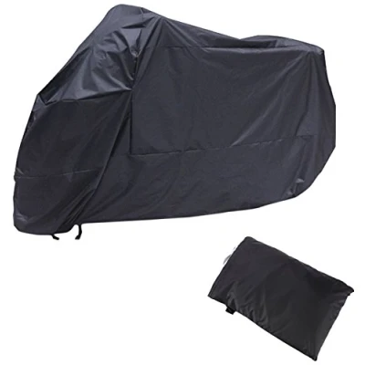 Image of AKORD Motorcycle Waterproof Uv Protective Cover with Storage Bag, Black, Size XL