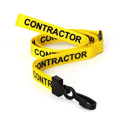 Image of CKB LTD Yellow Contractor Lanyards Breakaway Safety Lanyard Neck Strap Swivel Plastic Clip for ID Card Holder Pull Quick Release Design Pack of 50
