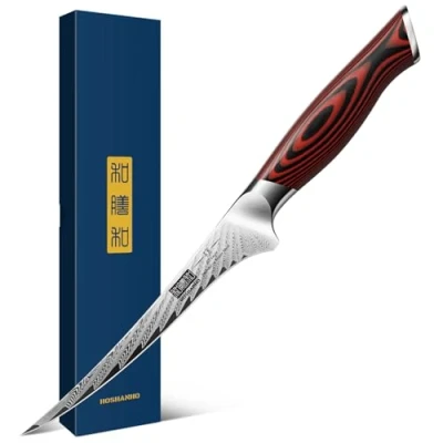 Image of HOSHANHO Fillet Knife 7 Inch, Damascus Steel Boning Knife, Professional Fish for Meat Chicken Cutting, with G10 Ergonomic Handle