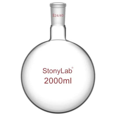 Image of StonyLab 2000 ml Glass Single Neck Round Bottom Flask RBF, with 24/40 Standard Taper Outer Joint, 2 L (2 Liter)