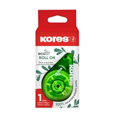 Image of Kores Correction Tape Eco Roll On Roller, Instant Correction, 15m x 4,2mm Back to School Supplies, Strong Pack of 1