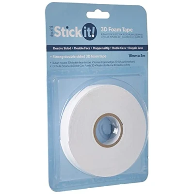 Image of Stick it 3D Foam Tape, 18mm Width, White, 5m, Craft Tape for Home Décor and Scrapbook Accessories, from a Bullet Journal to Card Making Projects, Scrapbooking Supplies