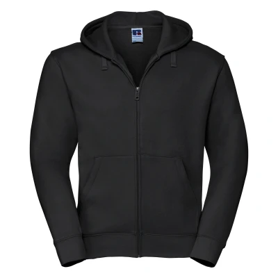 Image of Russell Athletic Mens Authentic Full Zip Hooded Sweatshirt / Hoodie (Black) Size Small