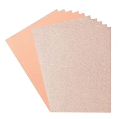 Image of Florence Glitter Paper and Cardstock A4 Coloured Card Making Supplies Champagne/Sorbet 10 Sheets for Scrapbooking, Other Crafts 250/216 GSM