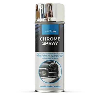 Image of Simply SP 014 Metallic Chrome Glossy Spray Paint 400ml Chemical Resistant Great Adhesion