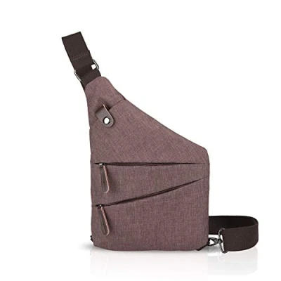 Image of FANDARE New Sling Bag Men Travel Outdoor Business Messenger Anti Theft Multifunctional Portable Waterproof Polyester Brown