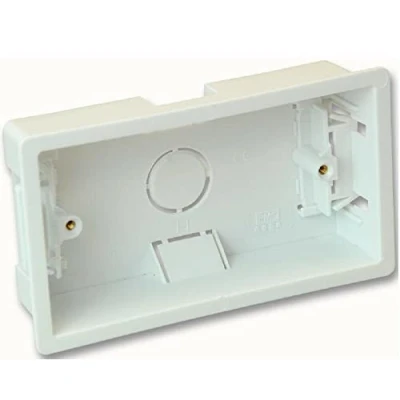 Image of iSeventy9 35mm Dry Lining Pattress Back Box Double 2 Gang White Wall Flush Mount Socket