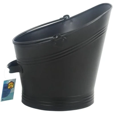Image of Waterloo Coal Scuttle Flat Lip with Shovel Vintage Large Fireside Bucket Wood Log Holder Firepit