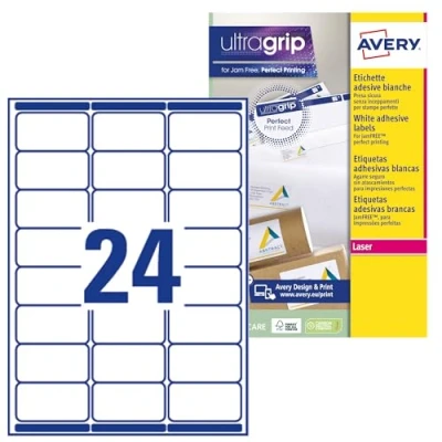 Image of Avery L7159 15 Self Adhesive Address Labels White 360 Pieces 63.5 x 33.9 mm