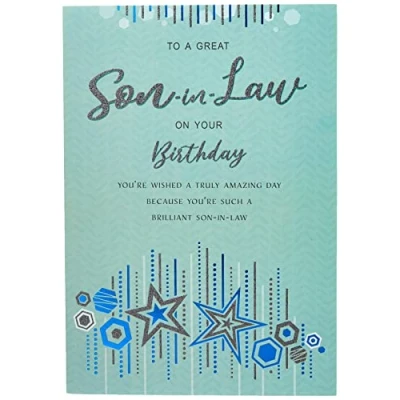 Image of Piccadilly Greetings Modern Birthday Card Son in Law 9 x 6 inches Regal Publishing