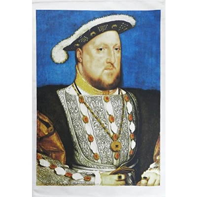 Image of Half a Donkey King Henry VIII Historical Portrait Large Cotton Tea Towel