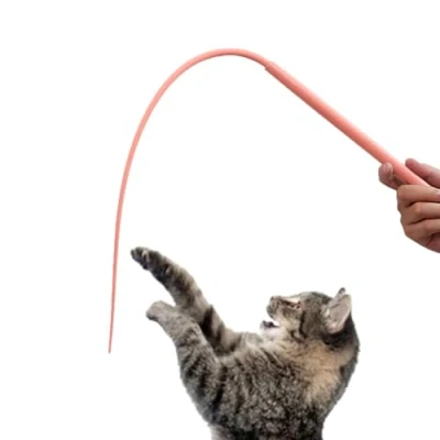 Image of Interactive Cat Wand Toy, Teaser Long Silicone Soft Tail Shaped Toy for Kittens