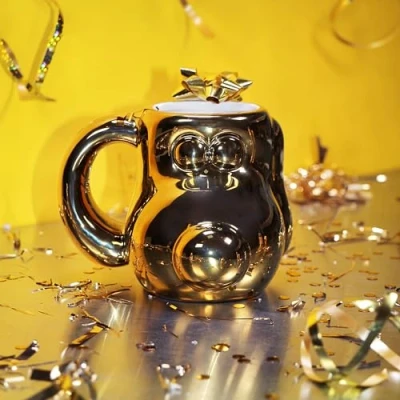 Image of Half Moon Bay Aardman Shaped Mugs Wallace &amp; Gromit Special Edition Mug Gold