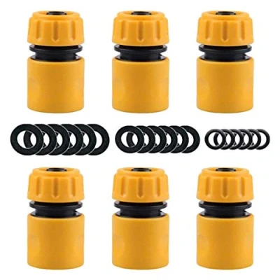 Image of YAAVAAW 6 Pack Hose End Connector Pipe Quick Connect Fitting for 1/2 inch Hosepipe Tap (Comes with 18pcs Replacing Seals Washers)