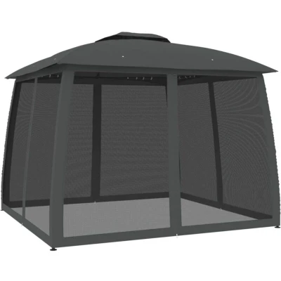 Image of vidaXL Gazebo with Double Roof and Mesh Walls Anthracite 2.93x2.93 m Steel
