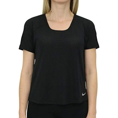 Image of Nike Women Breathe Miler Running Top Black/Reflective Silver, Small