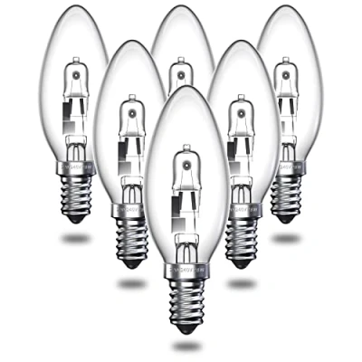 Image of DoRight 28W E14 Halogen Candle Bulbs, C35 SES Small Edison Screw Bulb Vintage Light for Chandelier Warm White 2700K 310lm Dimmable 6 Pack