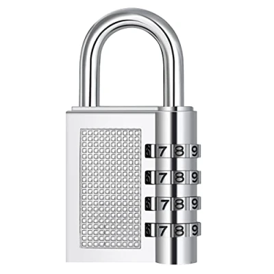 Image of ZHEGE Combination Padlock for Locker, 4 Digit Lock Gym, School, Employee Lockers, Weatherproof Outdoor Padlocks with Code Fence, Gate, Shed, Garage (1 Pack, Sliver)