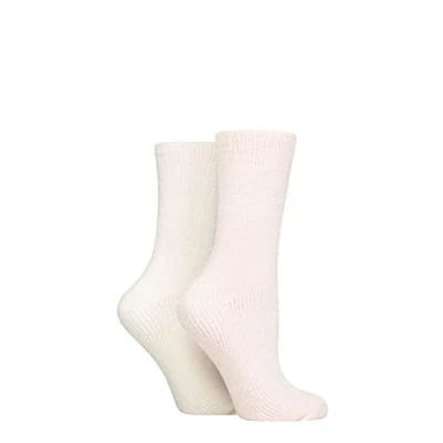 Image of SockShop Ladies Chenille Boot Socks Pack of 2 Opal Pink 4 8