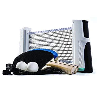 Image of Franklin Sports Anywhere Table Tennis Complete Portable Ping Pong Set Includes Paddles, Balls, Net, Plus Easy Carry Bag Up Expands To 6’ Easily Attaches Surfaces