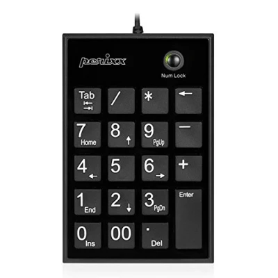 Image of Perixx PERIPAD 202UB, Numeric Keypad for Laptop USB Tab Key Feature Full Size 19 Keys Big Print Letters Silent X Type Scissor Black