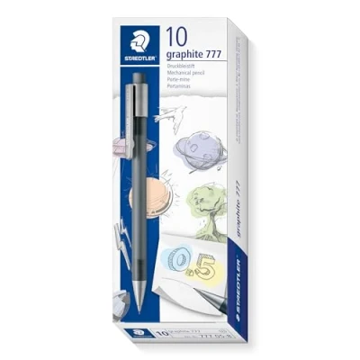 Image of STAEDTLER 777 05 8 Graphite Mechanical Pencil 0.5mm, B Lead, Grey Barrel (Pack of 10)