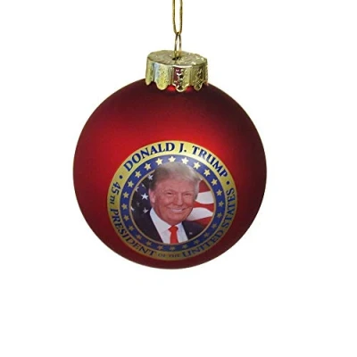 Image of Kurt Adler President Donald Trump Glass Ball Ornament Standard