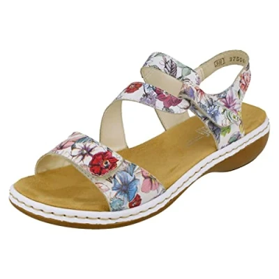 Image of Rieker Sling Back Hook &amp; Loop Fastening Sandal, Floral, 4 UK