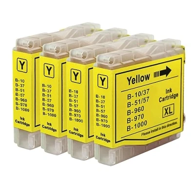 Image of Go Inks 4 Yellow Ink Cartridges to replace Brother LC970Y &amp; LC1000Y Compatible/non OEM for DCP, MFC FAX Printers