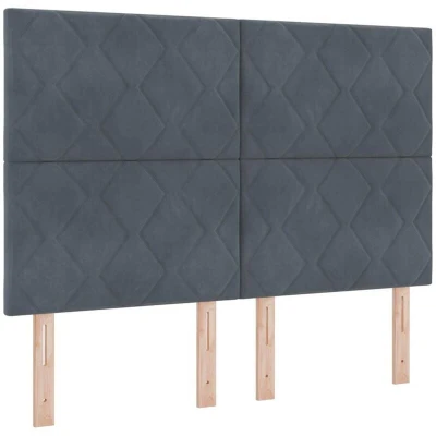 Image of vidaXL Box Spring Bed with Mattress Dark Grey 140x190 cm Velvet
