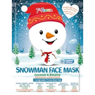 Image of 7th Heaven Snowman Face Mask Sheet with Coconut &amp; Betaine to Nourish Brighten Skin Limited Edition